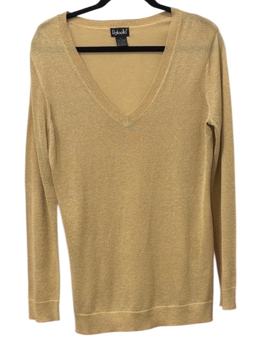 NWT Rafaella Women’s Gold Metallic V-Neck Sweater – Size Large - Picture 3 of 12